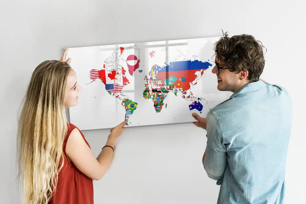 Magnetická kreslící tabule pro děti s motivem vlajek světa