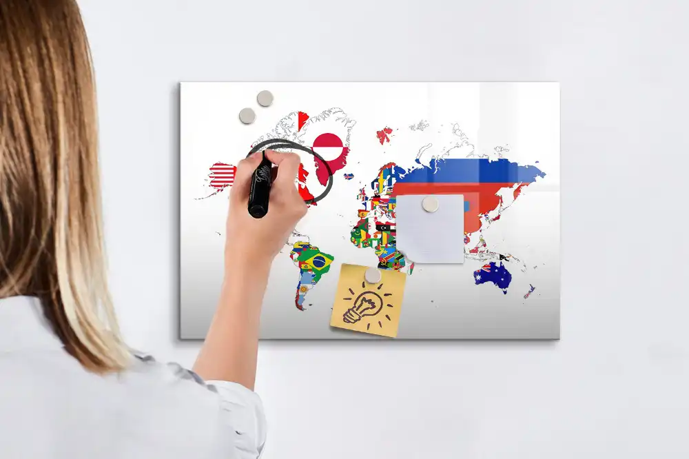 Magnetická kreslící tabule pro děti s motivem vlajek světa