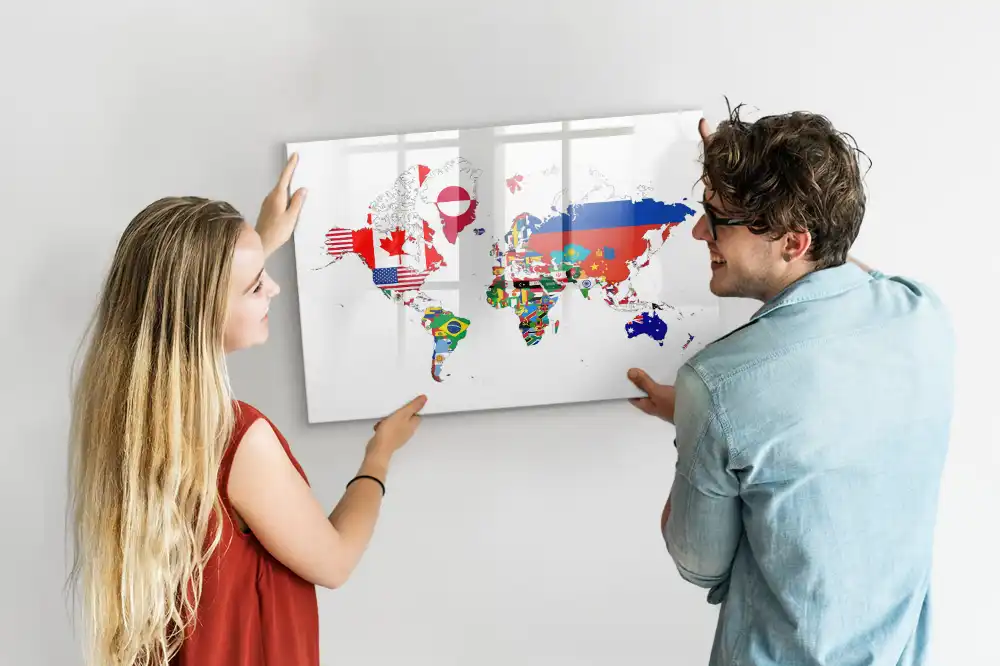 Magnetická kreslící tabule pro děti s motivem vlajek světa