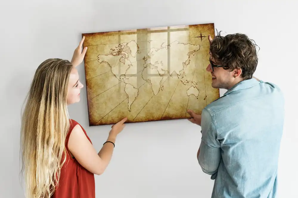 Magnetická kreslicí tabule se vzorem staré mapy světa