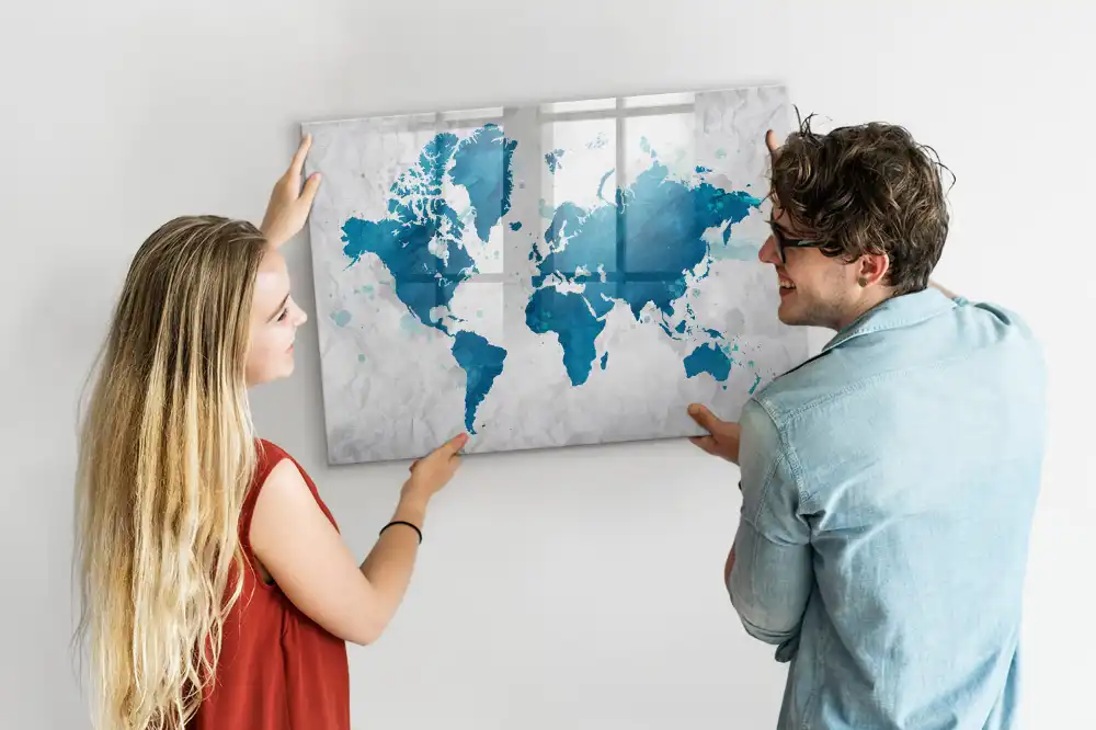 Magnetická kreslicí tabule s motivem mapy světa