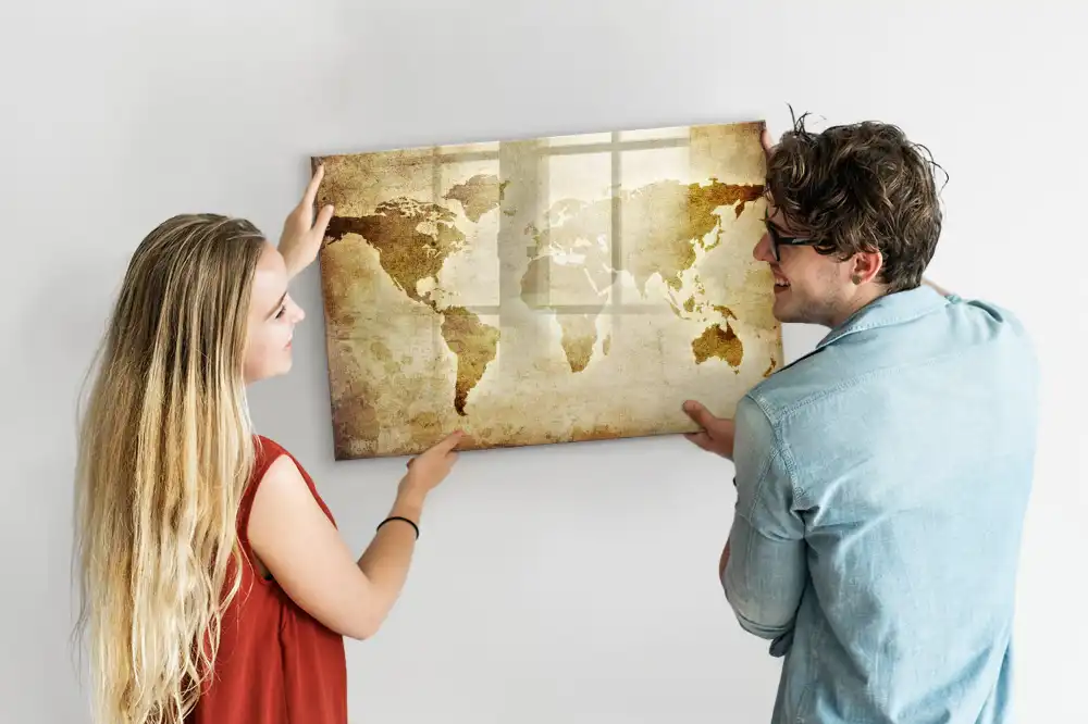 Dětská magnetická kreslící tabule s motivem starožitné mapy světa