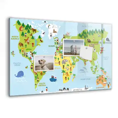 Magnetická tabule na kreslení s mapou světa