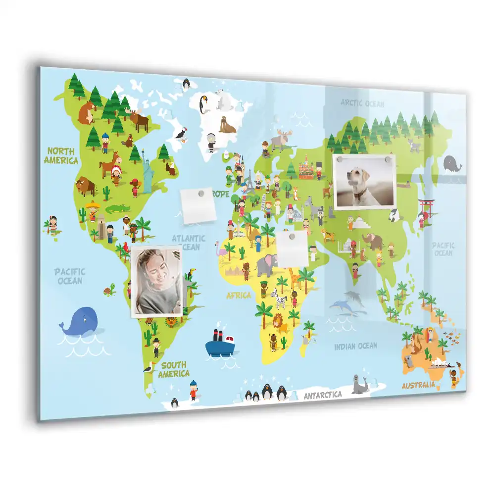 Magnetická tabule na kreslení s mapou světa