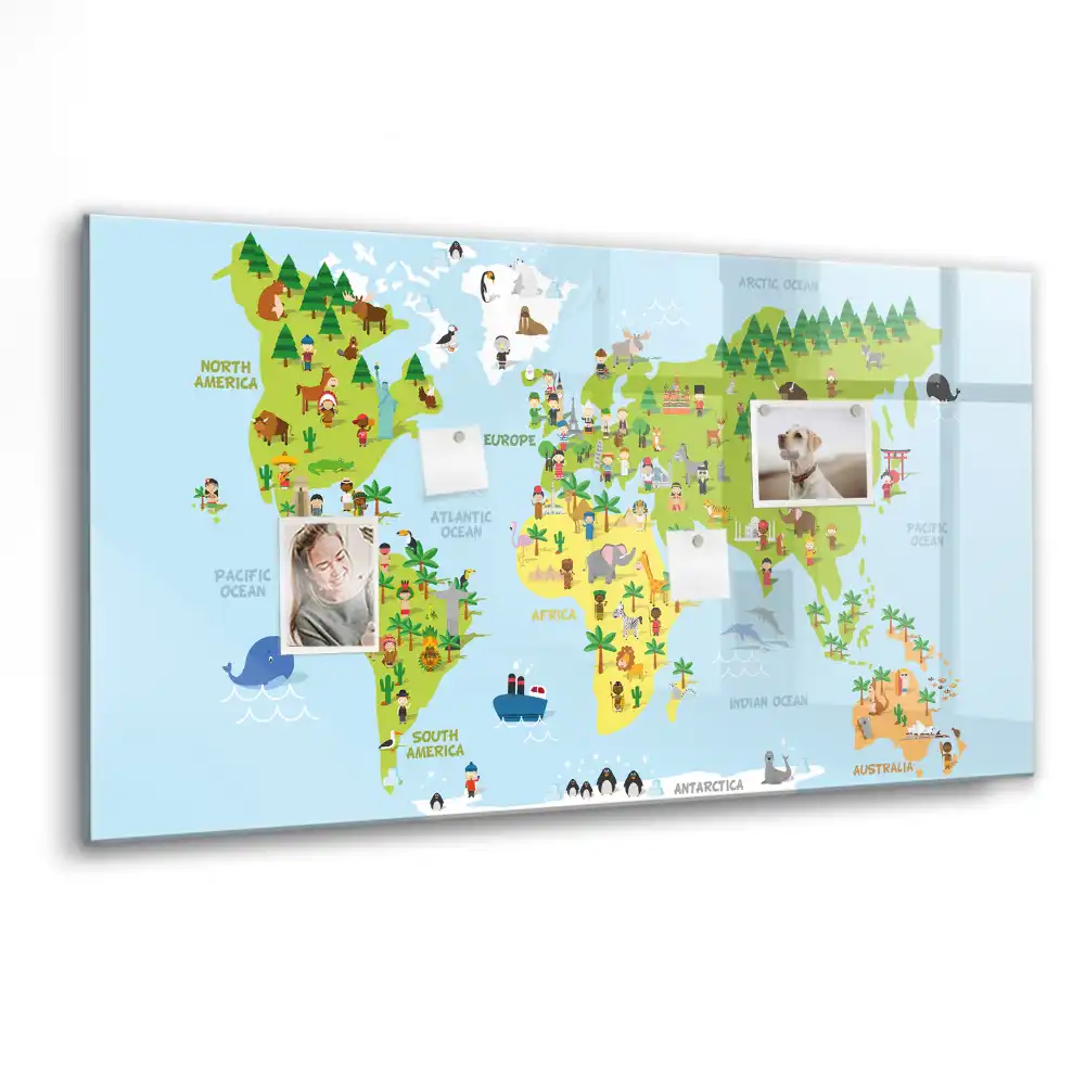 Magnetická tabule na kreslení s mapou světa