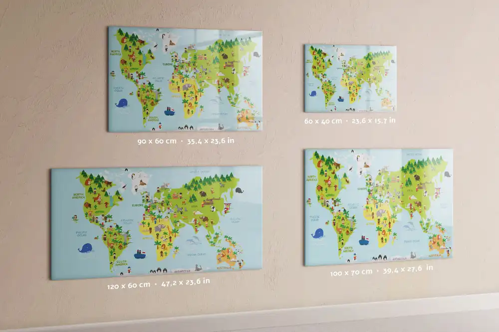 Magnetická tabule na kreslení s mapou světa