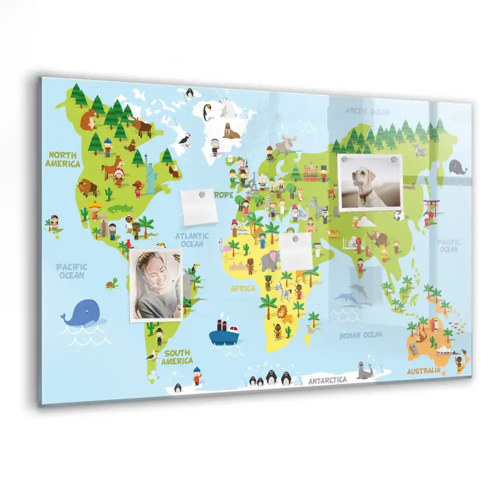 Magnetická tabule na kreslení s mapou světa