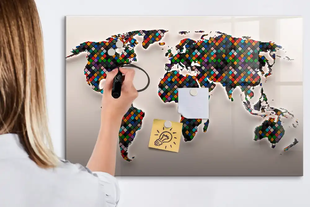 Magnetická kreslicí tabulka s motivem abstraktního glóbu