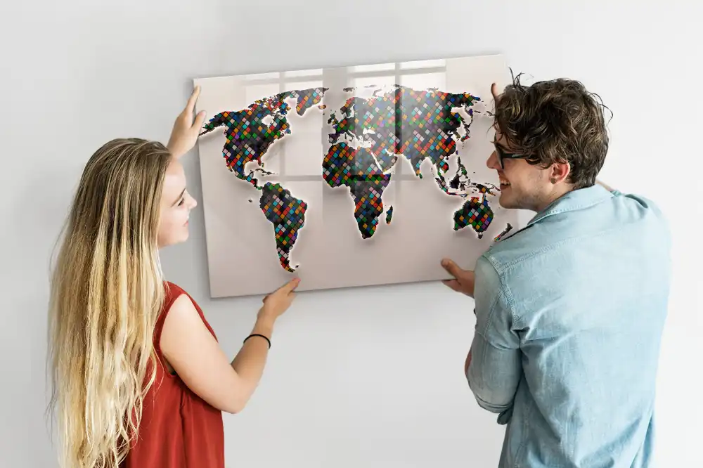 Magnetická kreslicí tabulka s motivem abstraktního glóbu