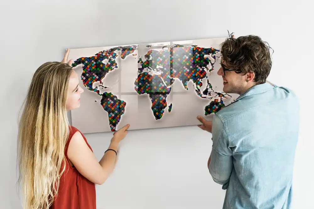 Magnetická kreslicí tabulka s motivem abstraktního glóbu