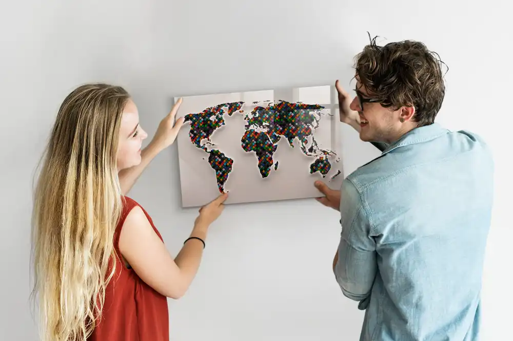 Magnetická kreslicí tabulka s motivem abstraktního glóbu