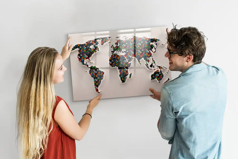 Magnetická kreslicí tabulka s motivem abstraktního glóbu