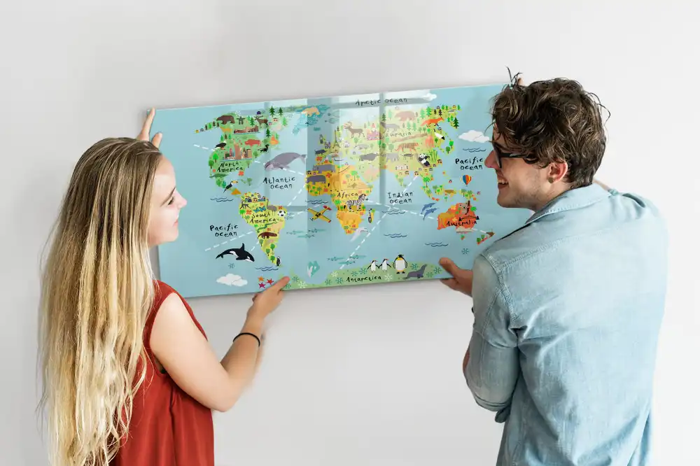 Magnetická kreslící tabule pro děti s motivem atlasu zvířat světa