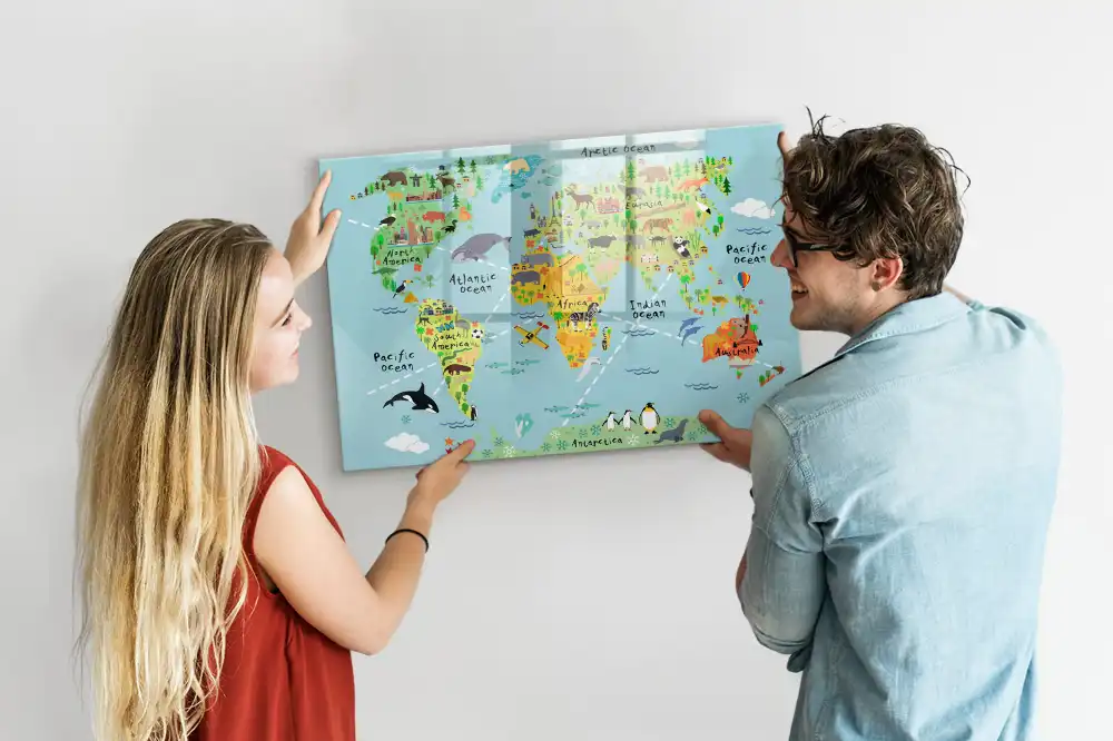 Magnetická kreslící tabule pro děti s motivem atlasu zvířat světa