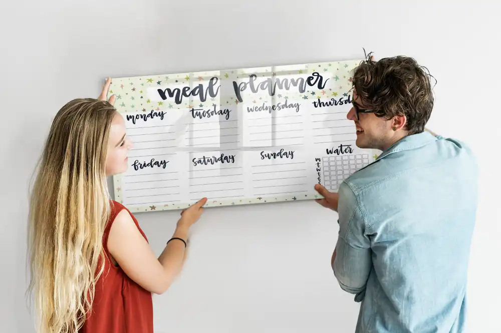 Magnetická tabule na kreslení týdenní menu s hvězdnou tematikou