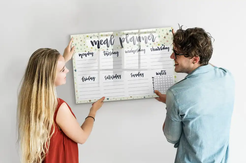 Magnetická tabule na kreslení týdenní menu s hvězdnou tematikou