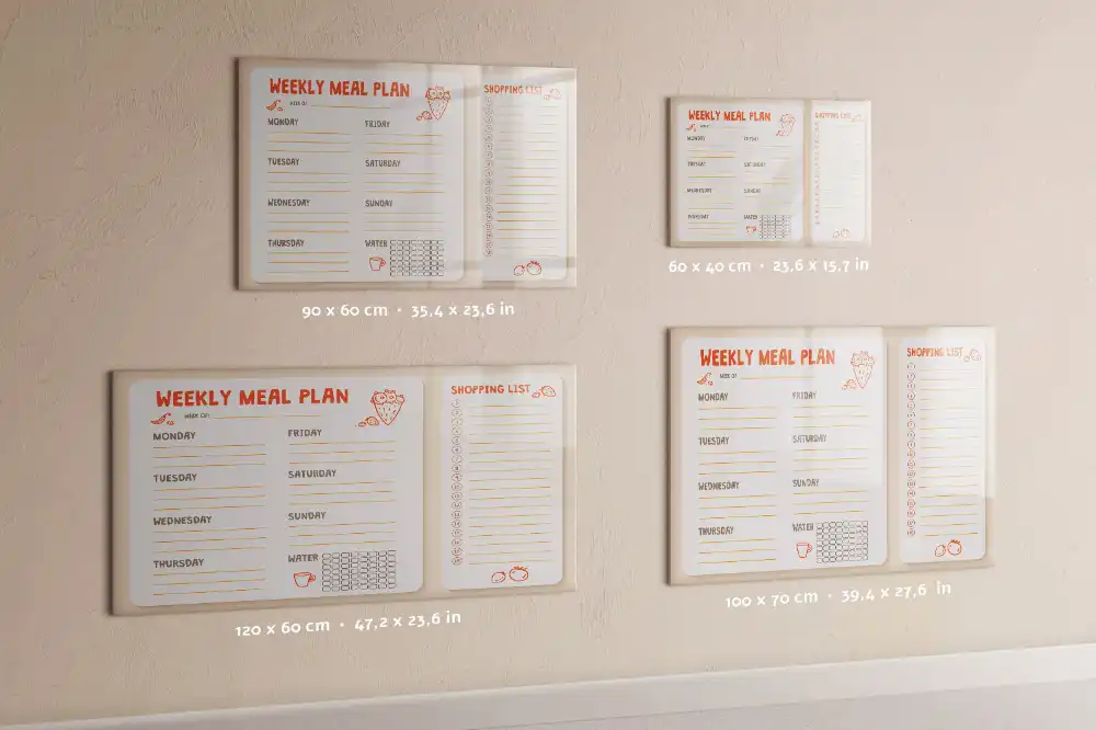 Magnetická kreslicí tabule s retro designem týdenního menu