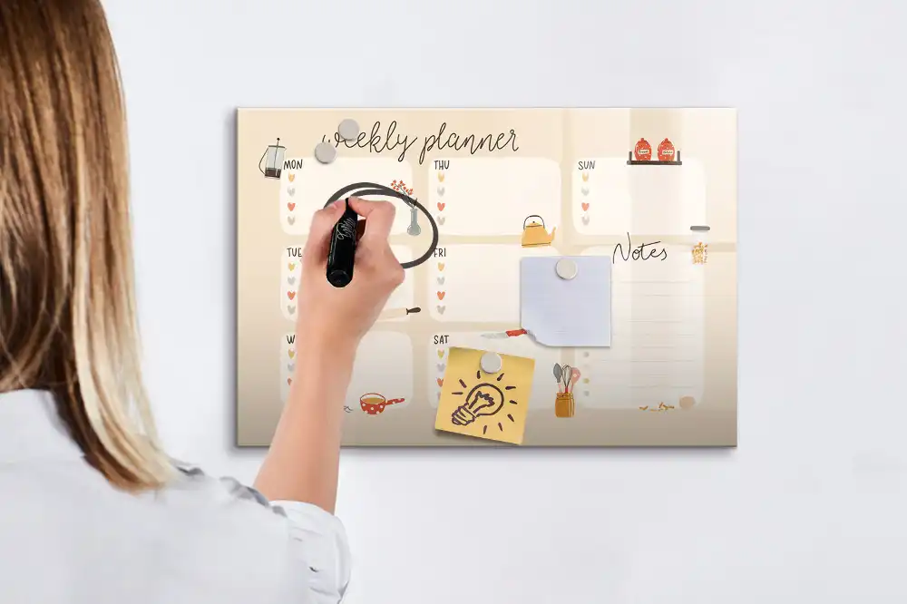 Magnetická kreslící tabule pro děti se sedmidenním plánovačem