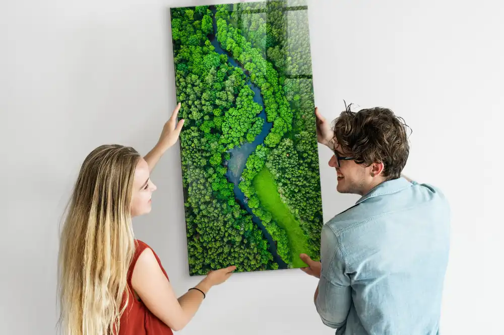Nástěnná magnetická tabule s motivem lesní řeky