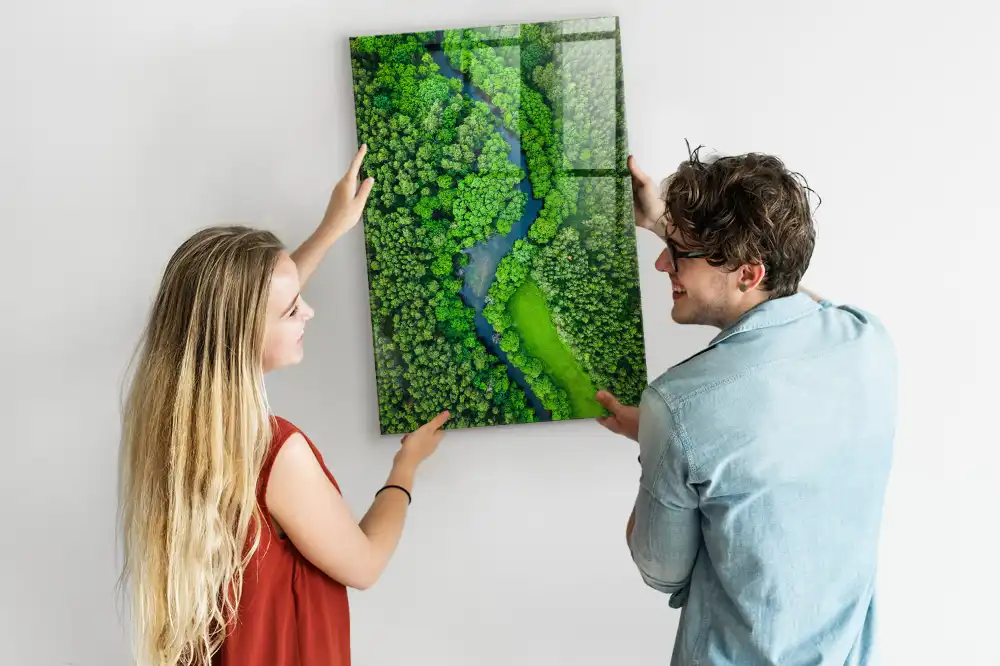 Nástěnná magnetická tabule s motivem lesní řeky