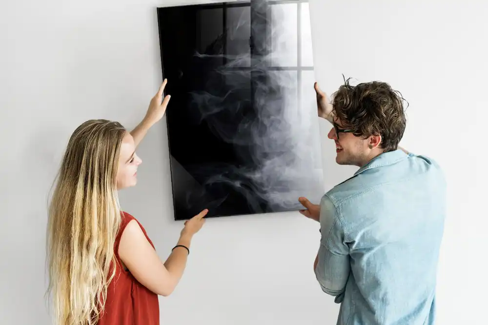 Skleněná magnetická tabule s motivem kouřových vleček