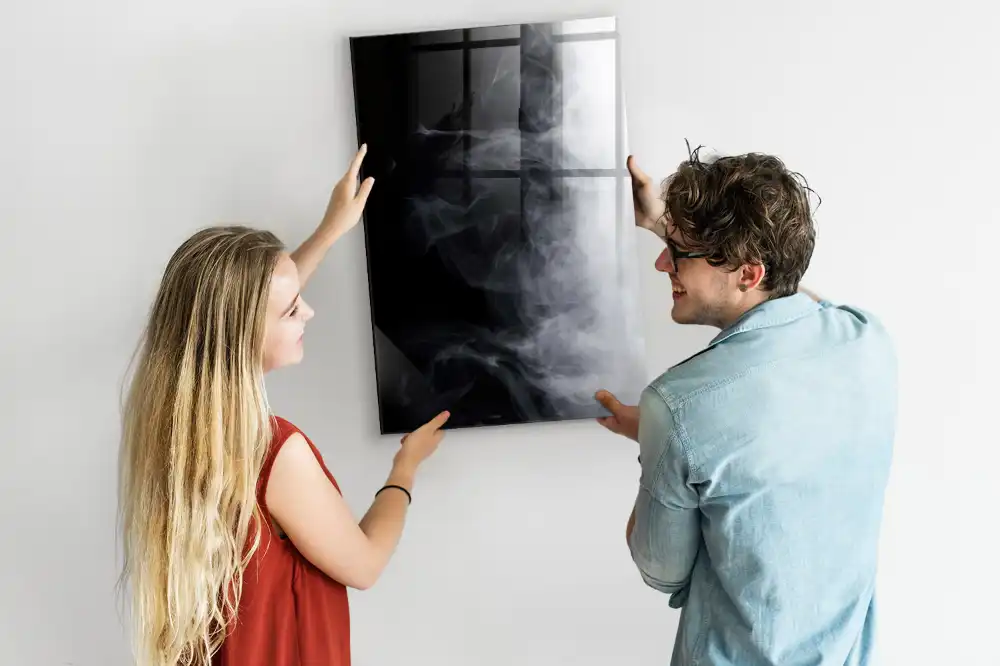 Skleněná magnetická tabule s motivem kouřových vleček