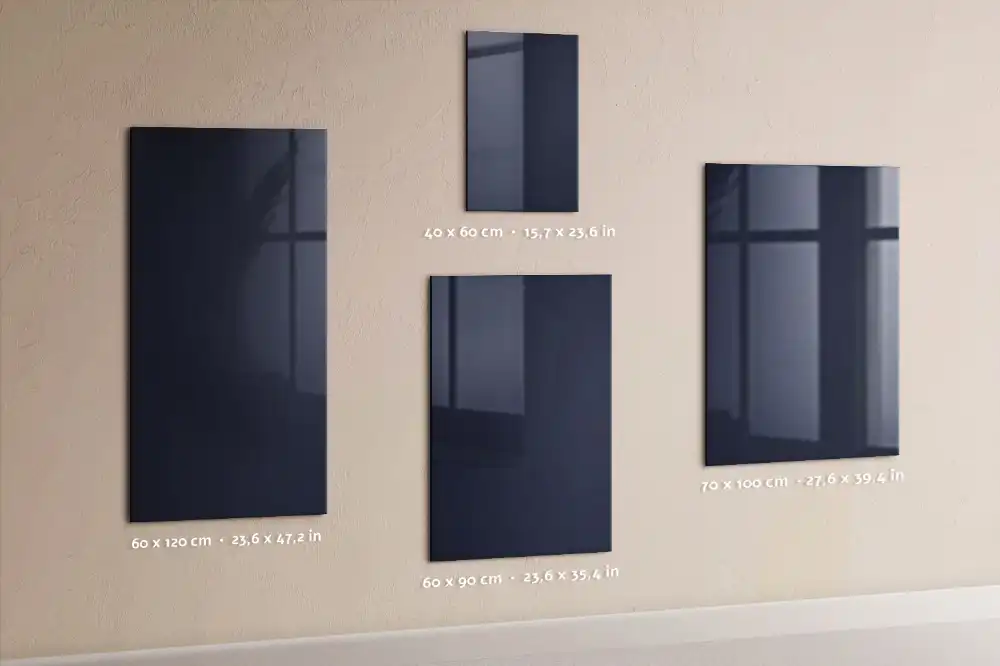 Tmavě tmavomodrá skleněná magnetická tabule