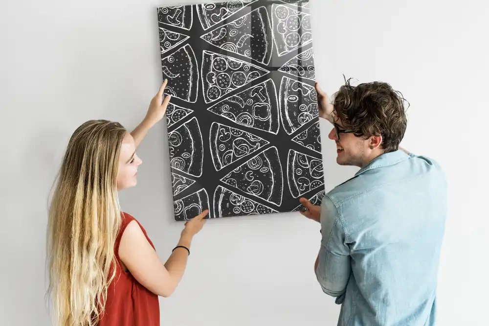 Nástěnná magnetická tabule s grafikou pizzy