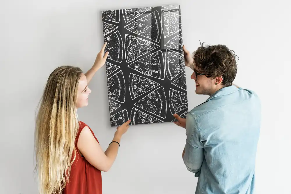 Nástěnná magnetická tabule s grafikou pizzy