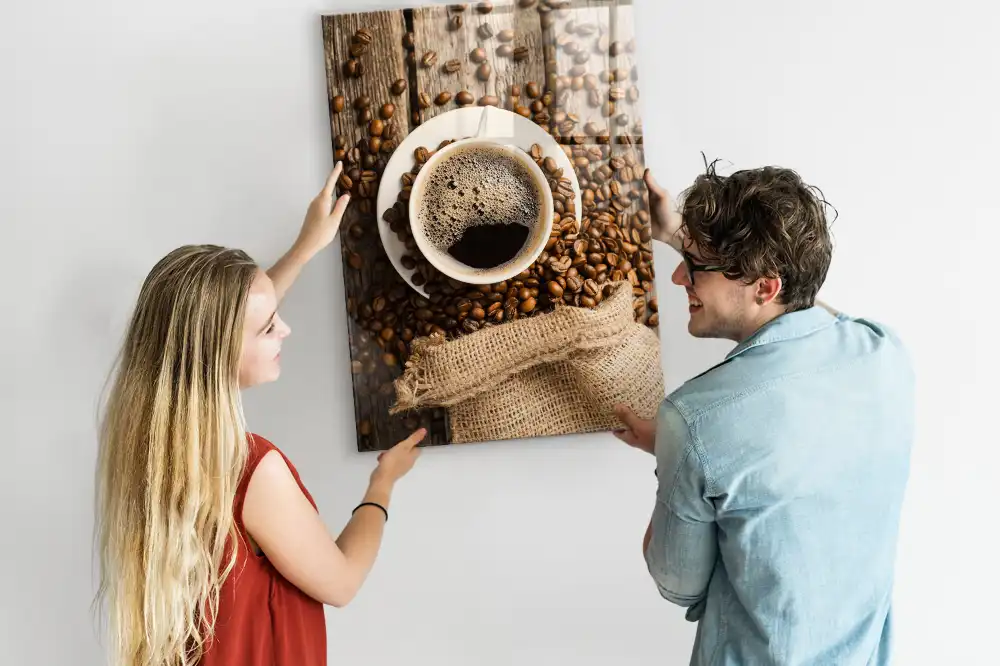Skleněná magnetická tabule s motivem šálku kávy