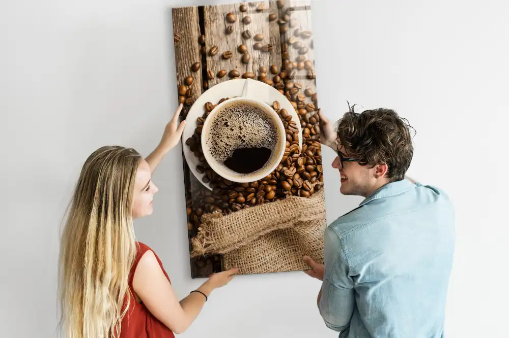 Skleněná magnetická tabule s motivem šálku kávy