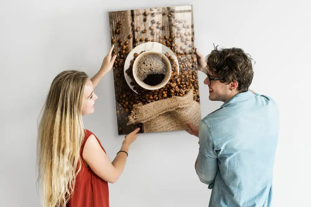Skleněná magnetická tabule s motivem šálku kávy