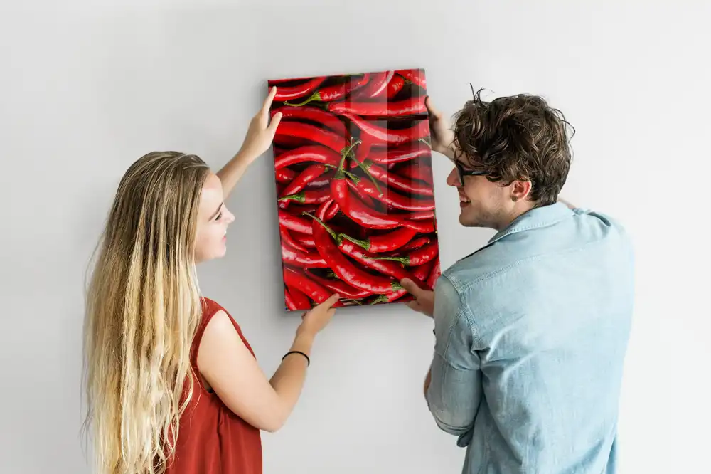 Skleněná magnetická tabule s motivem chilli papriky