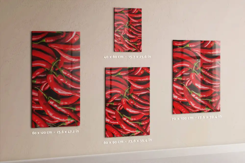 Skleněná magnetická tabule s motivem chilli papriky