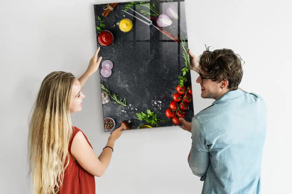 Nástěnná magnetická tabule s motivem přísad na pizzu
