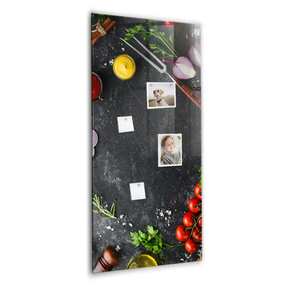 Nástěnná magnetická tabule s motivem přísad na pizzu