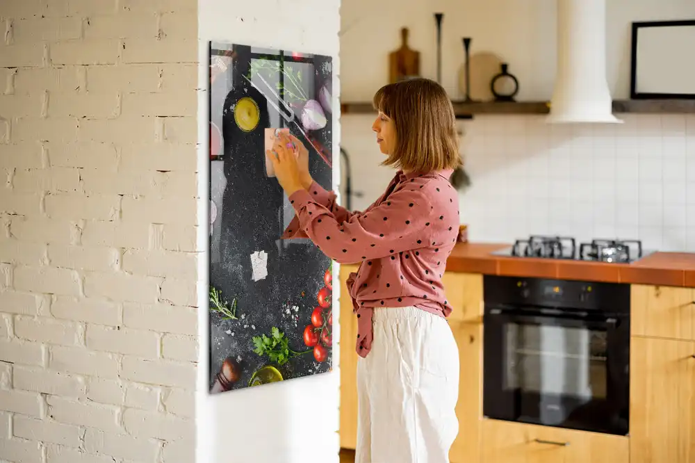 Nástěnná magnetická tabule s motivem přísad na pizzu