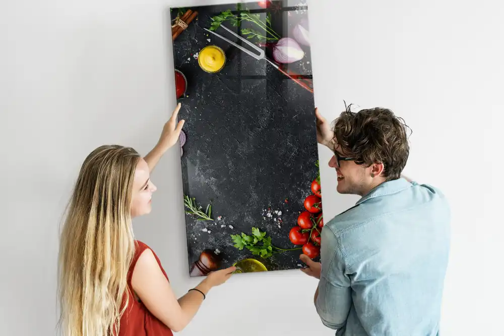 Nástěnná magnetická tabule s motivem přísad na pizzu