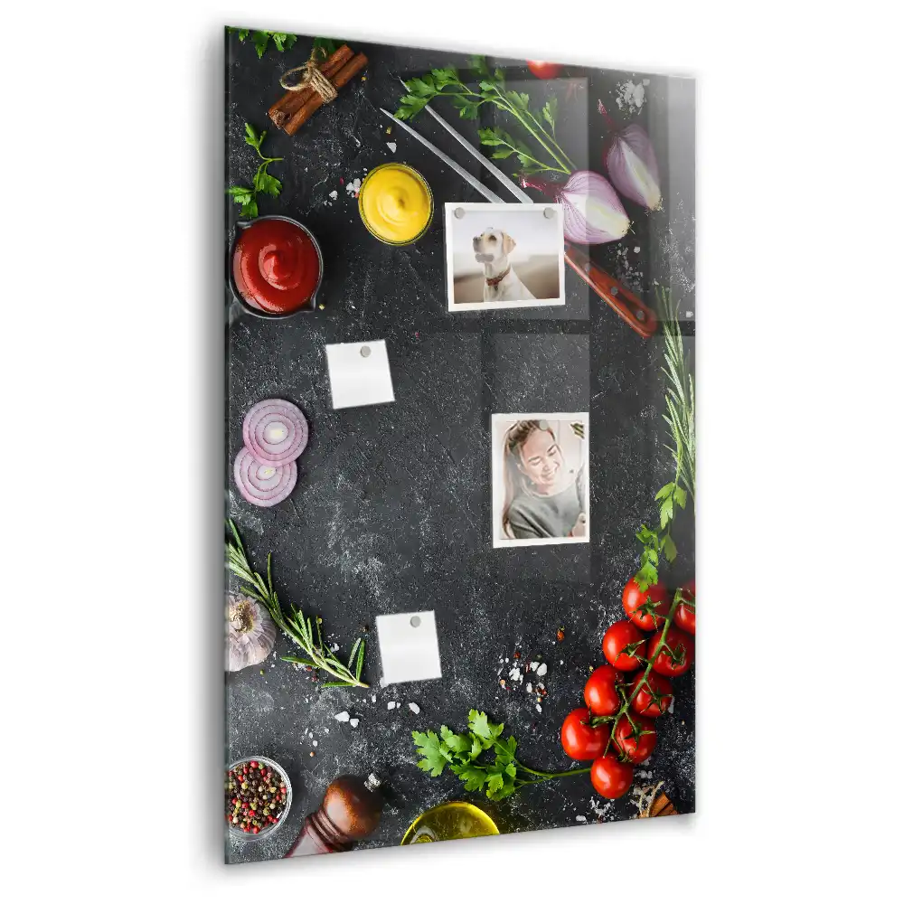 Nástěnná magnetická tabule s motivem přísad na pizzu