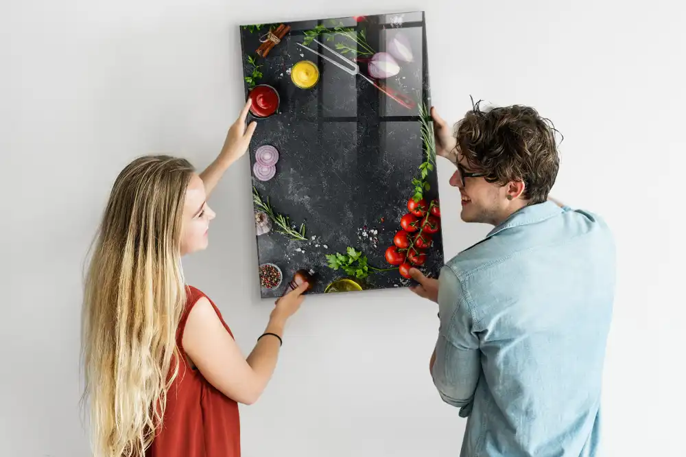 Nástěnná magnetická tabule s motivem přísad na pizzu