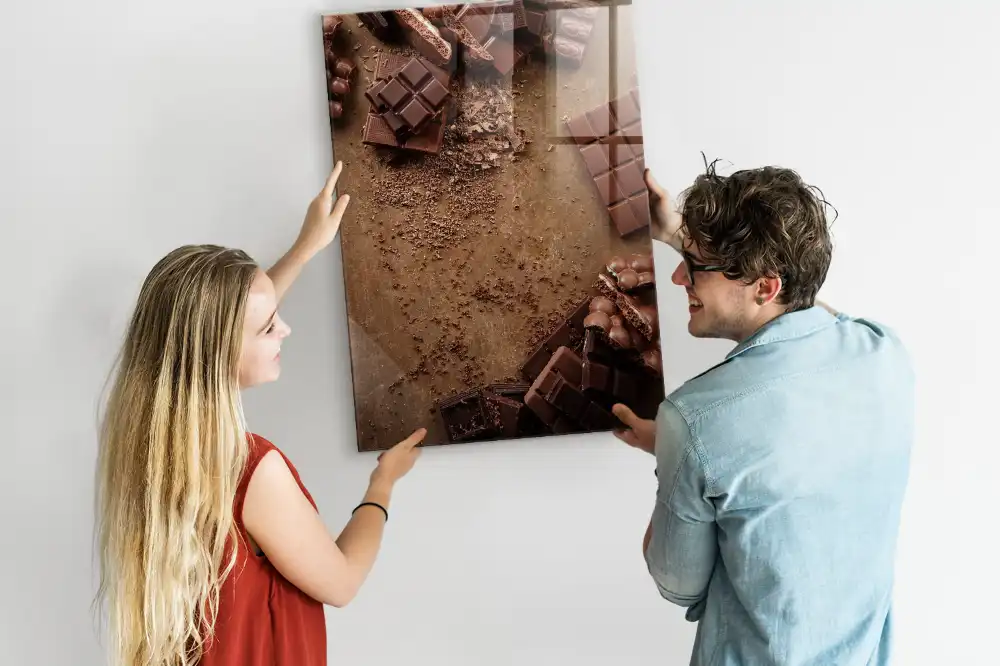 Skleněná magnetická tabule ve tvaru tabulky čokolády
