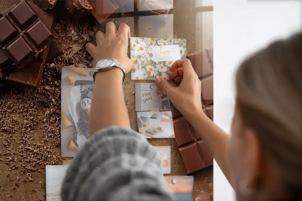 Skleněná magnetická tabule ve tvaru tabulky čokolády
