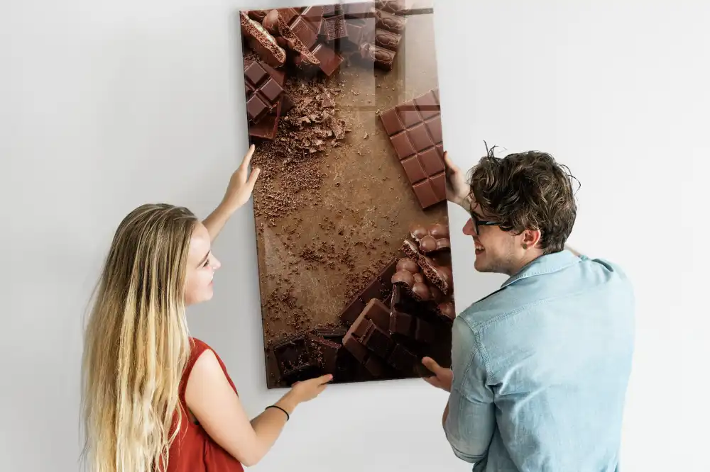 Skleněná magnetická tabule ve tvaru tabulky čokolády