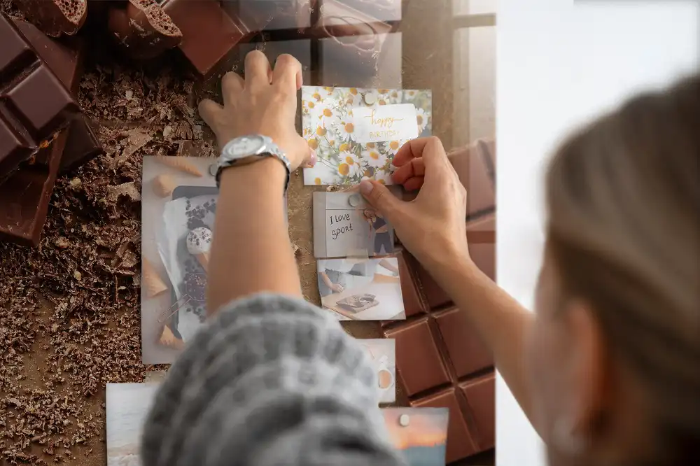 Skleněná magnetická tabule ve tvaru tabulky čokolády