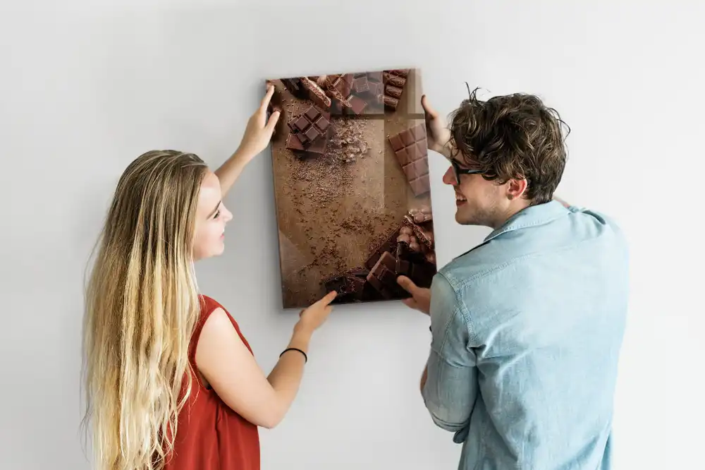 Skleněná magnetická tabule ve tvaru tabulky čokolády