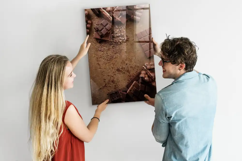 Skleněná magnetická tabule ve tvaru tabulky čokolády