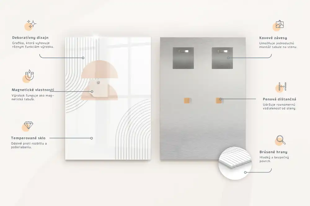 Skleněná magnetická tabule s motivem medové plástve