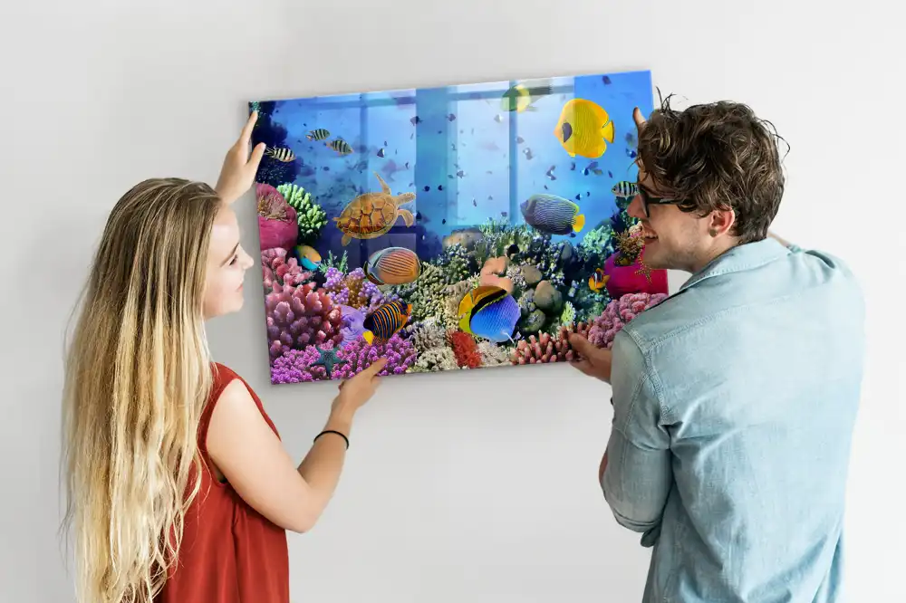 Skleněná magnetická tabule s motivem podvodního světa