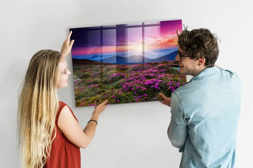 Magnetická tabule Květiny při východu slunce