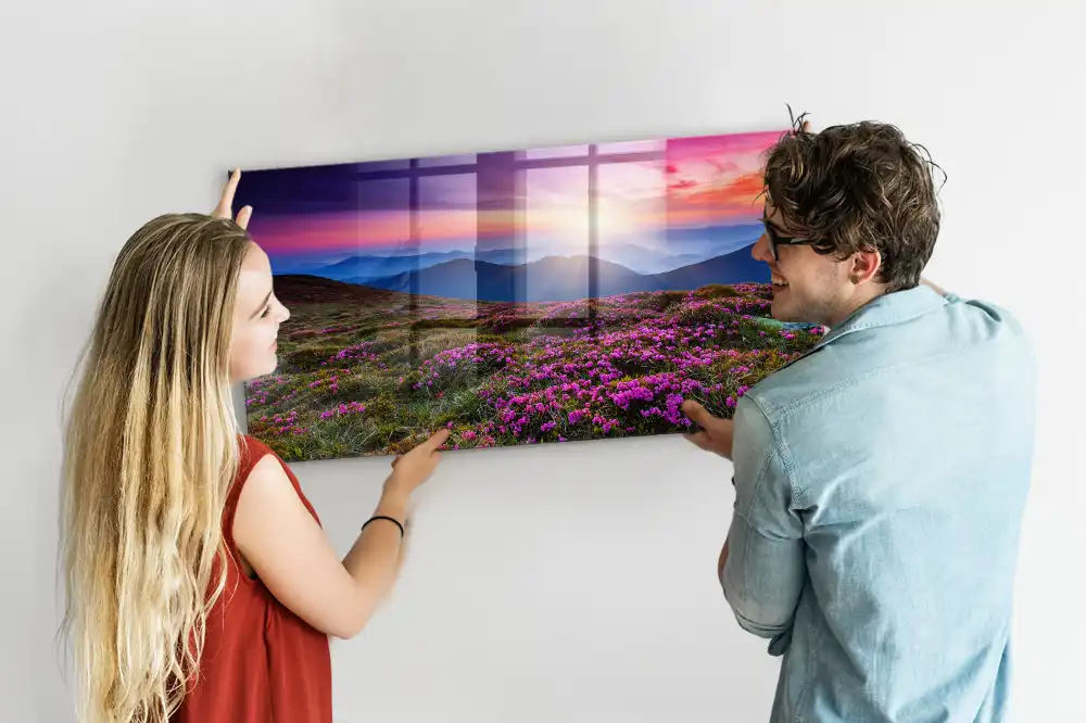 Magnetická tabule Květiny při východu slunce